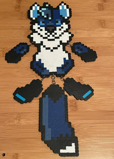 Custom fursona perler commission - Kai